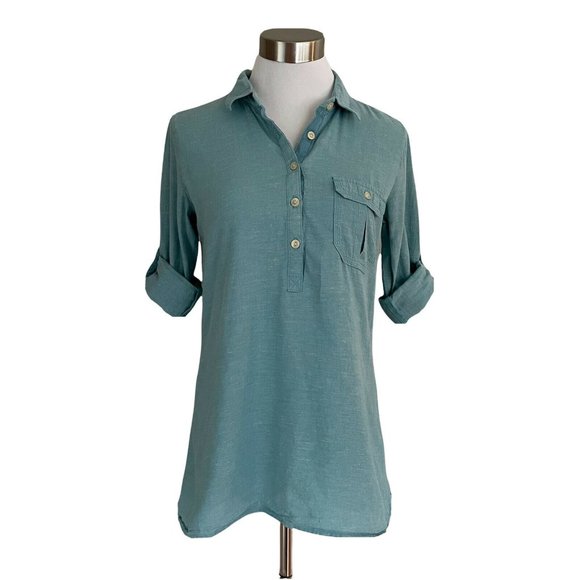Outdoor Research Tops - Outdoor Research Coralie Popover Top Blue Organic Cotton Hemp UPF 15+ Shirt Sz S